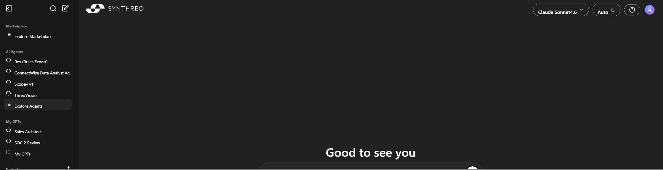 ThreoAI chat input ➕ menu showing Attach files, Web search, and Compare models options