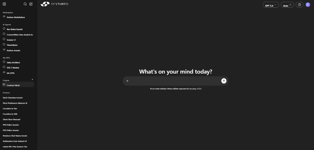 ThreoAI main interface showing the left sidebar
